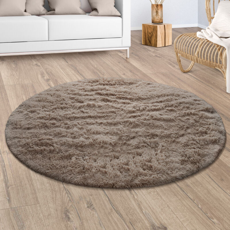 foto del prodotto paco home tappeto pelo lungo salotto moderno shaggy tappeto pelliccia sintetica beige taupe 60x100 cm