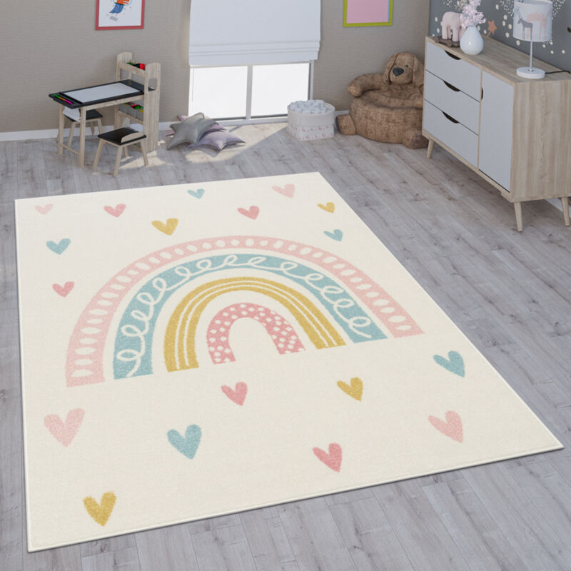 foto del prodotto paco home tappeto per bambini cameretta bambine bambini diversi motivi e dimensioni 80x150 cm, crema 4