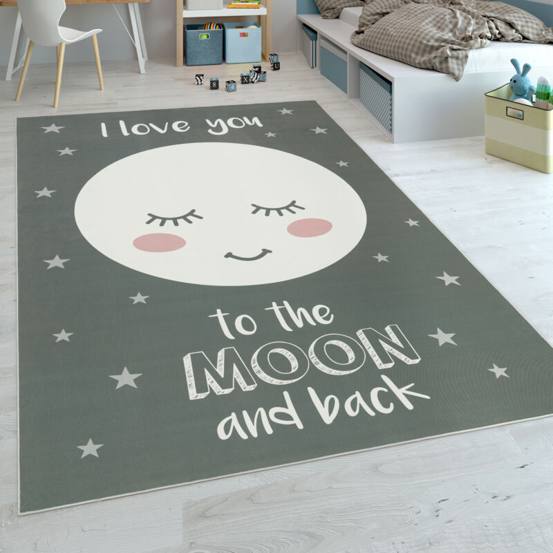 foto del prodotto paco home tappeto per bambini stanza dei bambini femminucce stelle graziosa luna detto grigio 80x150 cm