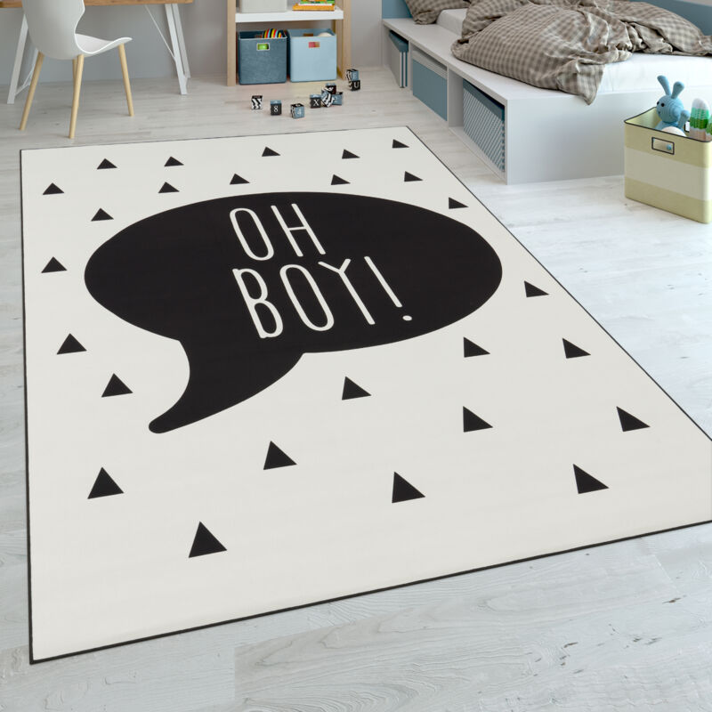 foto del prodotto paco home tappeto per bambini stanza dei bambini maschietti tappeto per bebe detto trendy nero bianco 120x160 cm