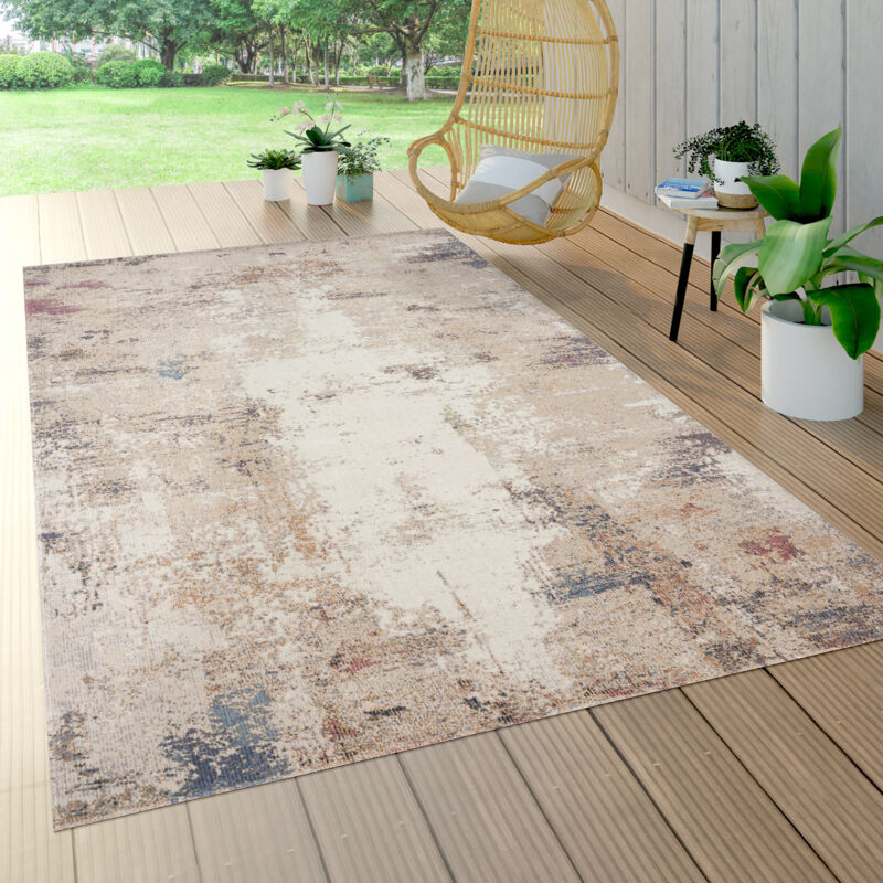 foto del prodotto paco home tappeto per esterni balcone terrazza vintage tappeto da cucina motivo astratto beige blu 60x100 cm