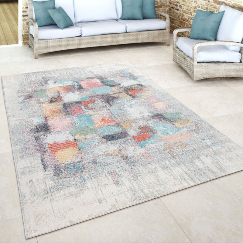foto del prodotto paco home tappeto per esterni balcone terrazza vintage tappeto da cucina pastello beige rosso blu 60x100 cm