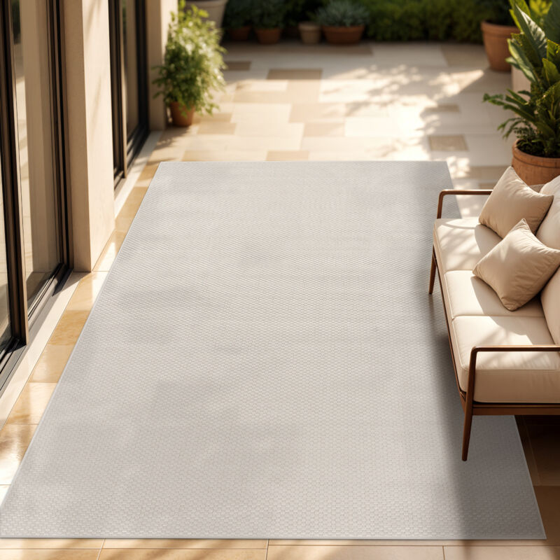 foto del prodotto paco home tappeto per esterno balcone terrazza tappeto cucina monocolore m lange 240x340 cm, ivoire