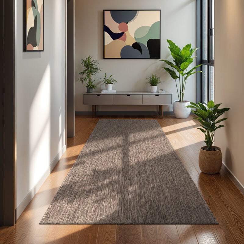 foto del prodotto paco home tappeto per esterno balcone terrazza tappeto cucina monocolore m lange 80x150 cm, taupe