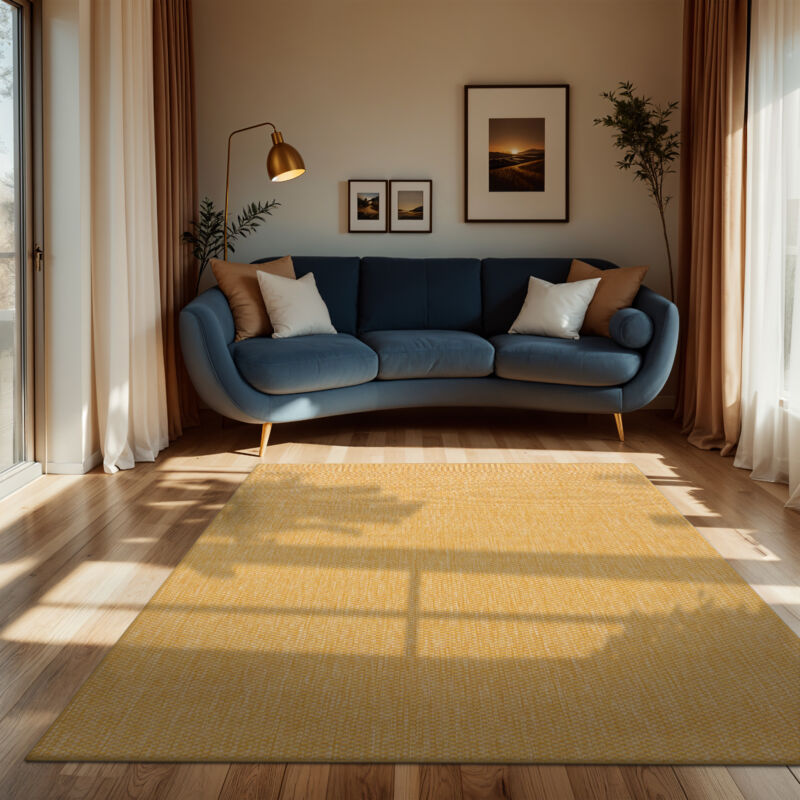 foto del prodotto paco home tappeto per esterno balcone terrazza tappeto cucina monocolore m lange giallo, 150 cm quadrato