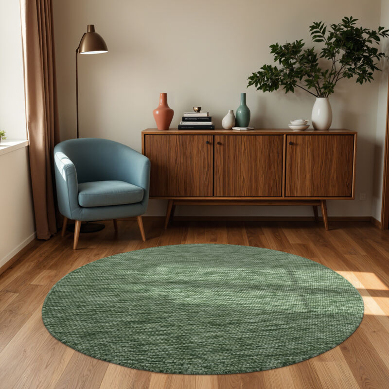 foto del prodotto paco home tappeto per esterno balcone terrazza tappeto cucina monocolore m lange verde, 200 cm tondo