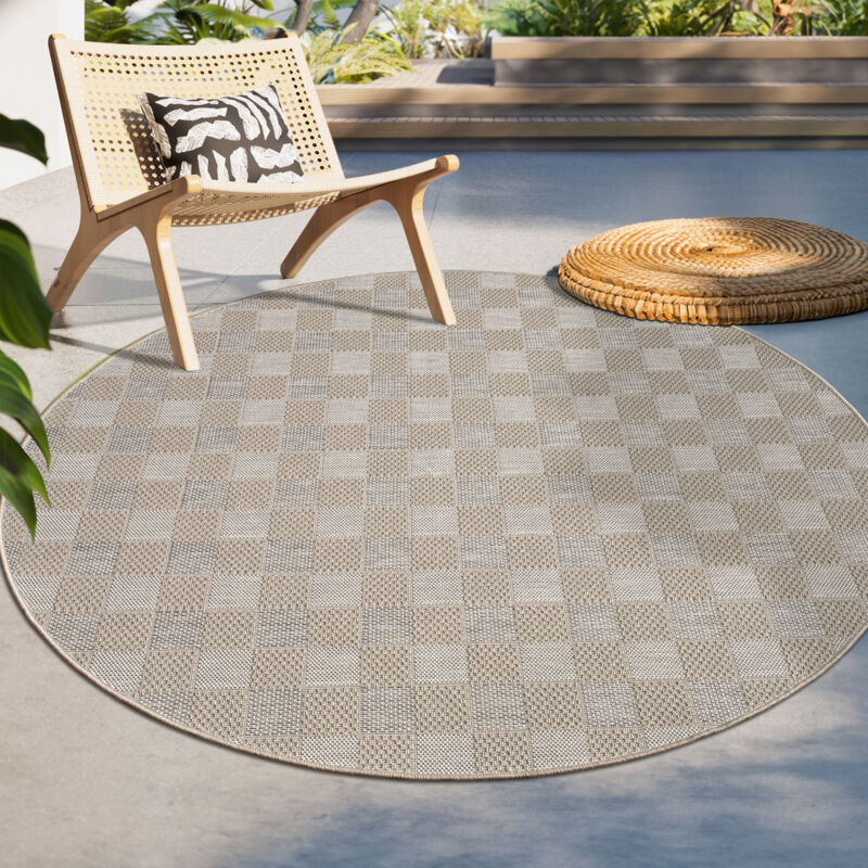 foto del prodotto paco home tappeto per esterno da balcone terrazza tappeto cucina moderno boho etnico 120 cm tondo, beige 8