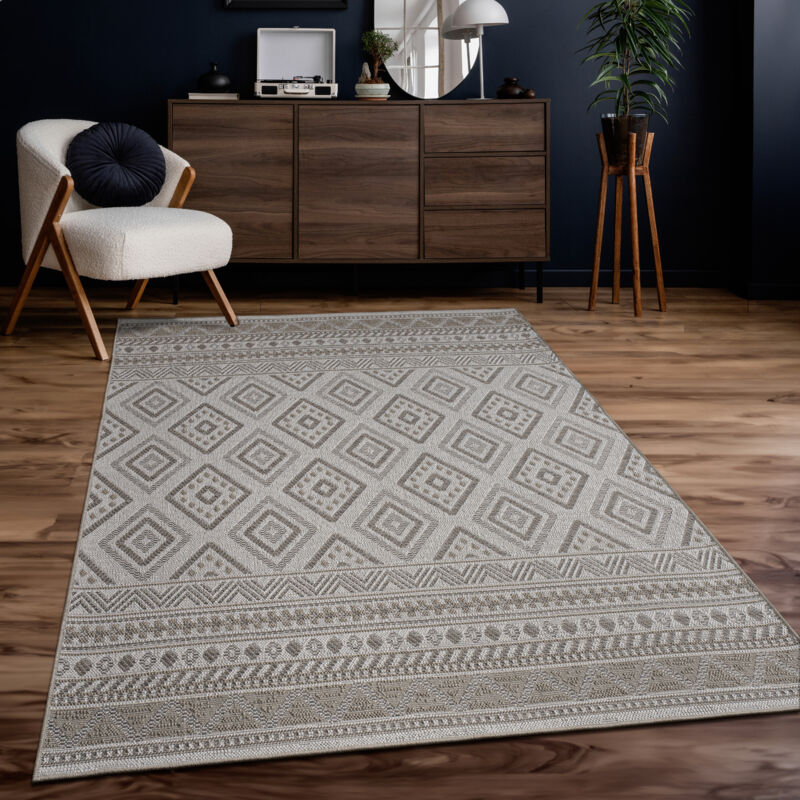 foto del prodotto paco home tappeto per esterno da balcone terrazza tappeto cucina moderno boho etnico 200 cm quadrato, beige 2