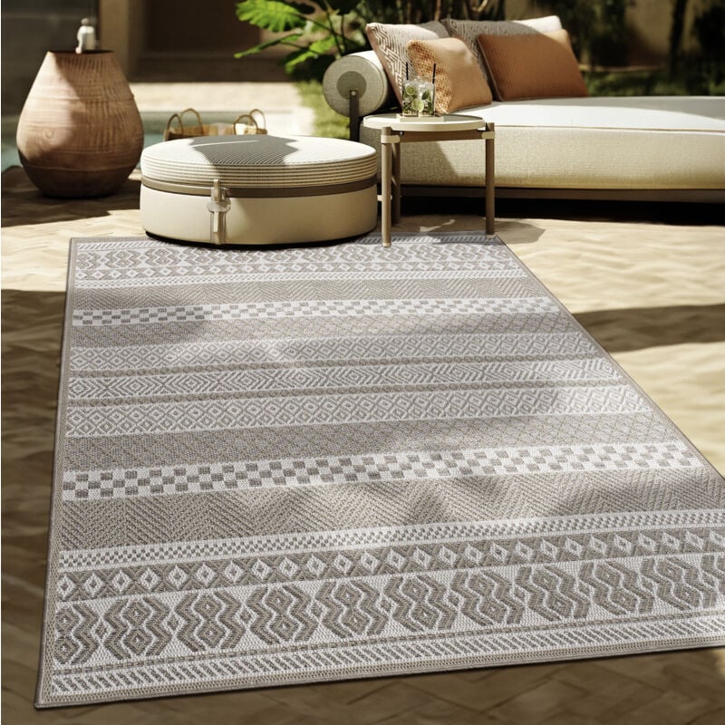 foto del prodotto paco home tappeto per esterno da balcone terrazza tappeto cucina moderno boho etnico beige, 200x280 cm