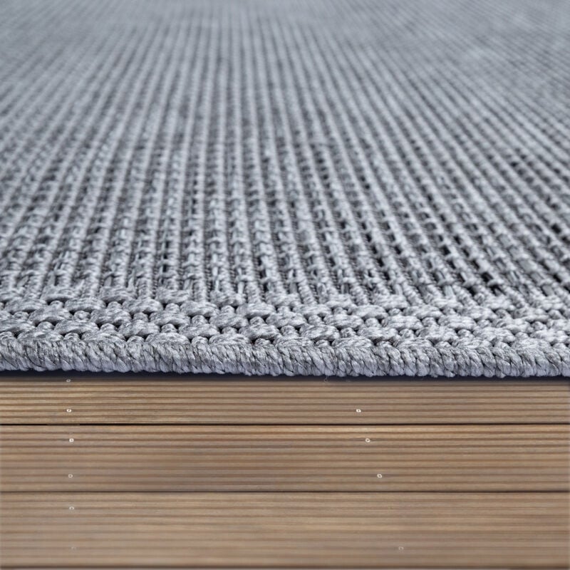 foto del prodotto paco home tappeto per esterno da balcone terrazza tappeto cucina moderno bordature grigio 160 cm tondo