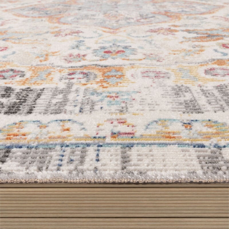 foto del prodotto paco home tappeto per esterno terrazzo balcone tappeto motivo persiano bordura grigio 200 cm tondo