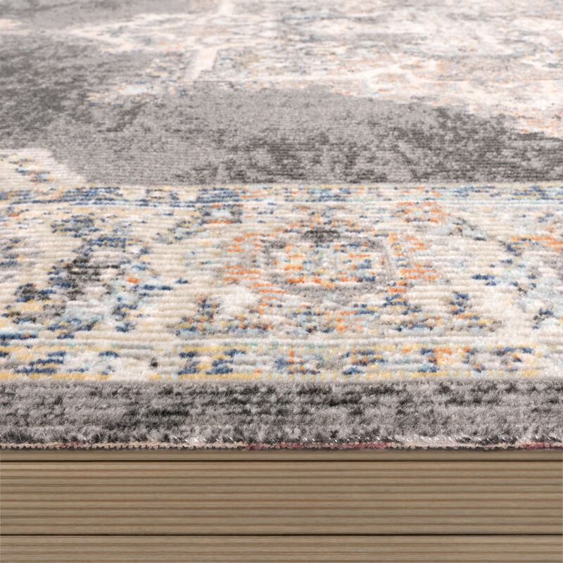 foto del prodotto paco home tappeto per esterno terrazzo cucina marocco motivo ornamenti mandala grigio 200 cm tondo