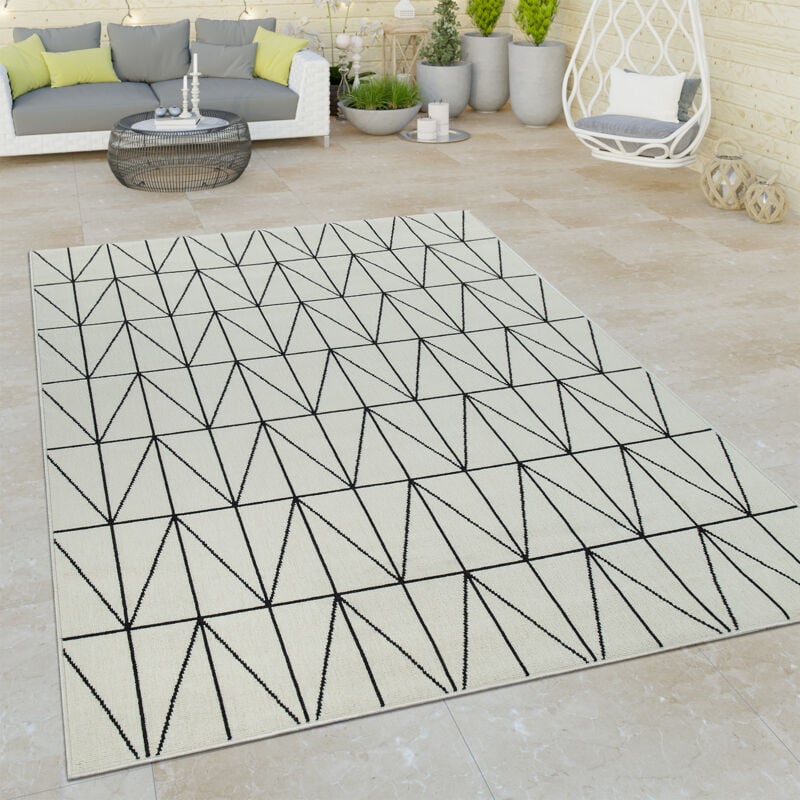 foto del prodotto paco home tappeto per interni ed esterni a pelo corto con design scandinavo geometrico in effetto 3d bianco 120x170 cm