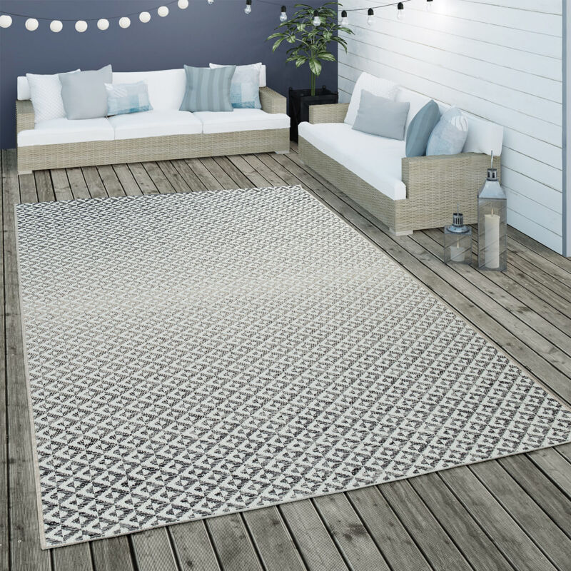 foto del prodotto paco home tappeto per interni ed esterni a tessuto piatto con design a rombi scandinavo dal motivo geometrico in grigio 80x150 cm