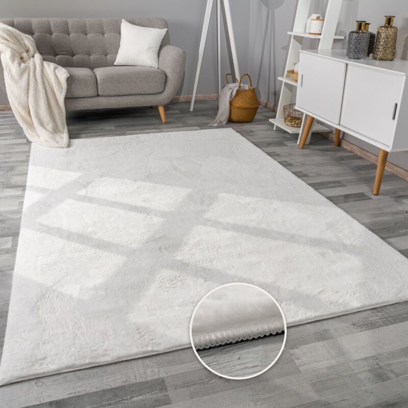 foto del prodotto paco home tappeto per soggiorno in finta pelliccia peluche alto pelo morbido 140x200 cm, bianco