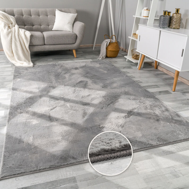 foto del prodotto paco home tappeto per soggiorno in finta pelliccia peluche alto pelo morbido 80x150 cm, antracite