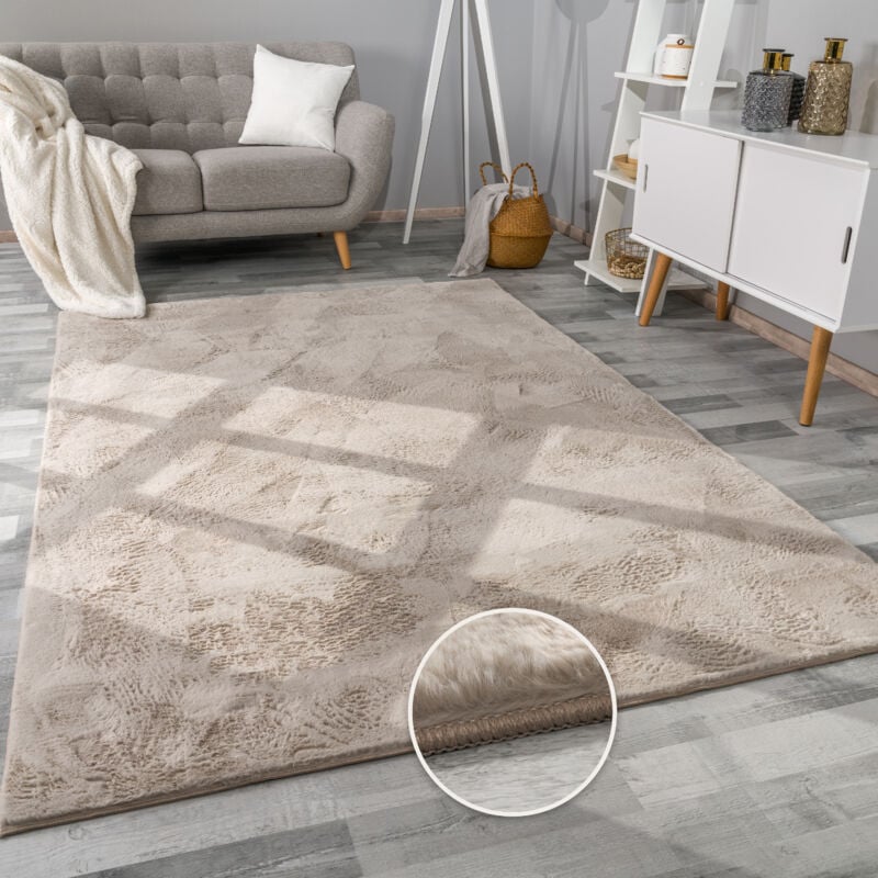 foto del prodotto paco home tappeto per soggiorno in finta pelliccia peluche alto pelo morbido 80x300 cm, beige