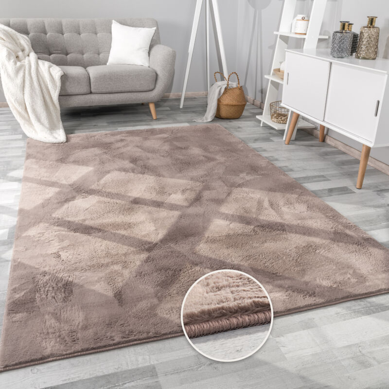 foto del prodotto paco home tappeto per soggiorno in finta pelliccia peluche alto pelo morbido disponibile in diverse colori 100x200 cm, taupe