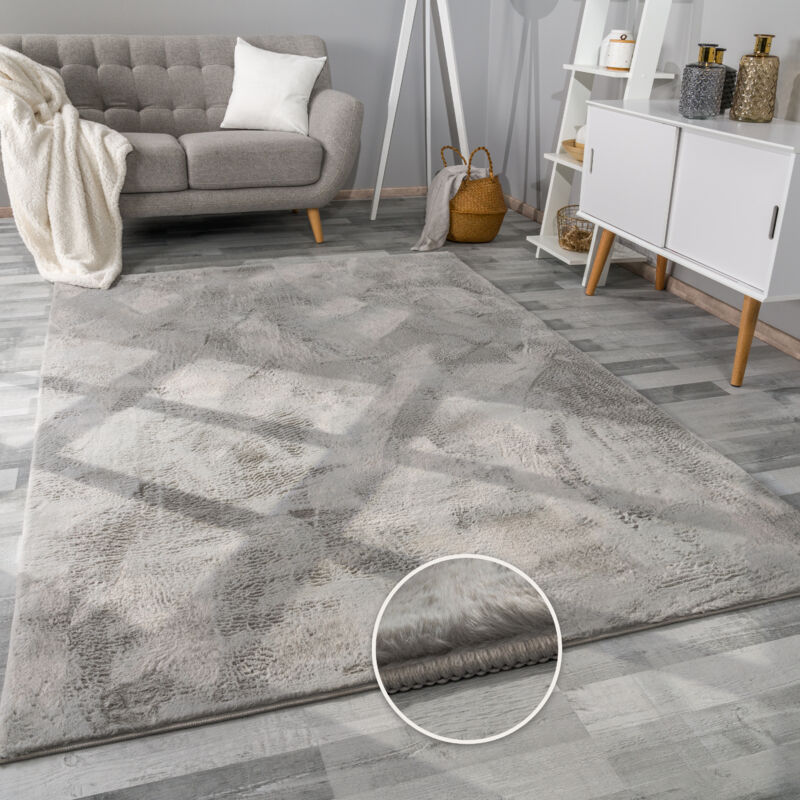 foto del prodotto paco home tappeto per soggiorno in finta pelliccia peluche alto pelo morbido disponibile in diverse colori 80x150 cm, grigio