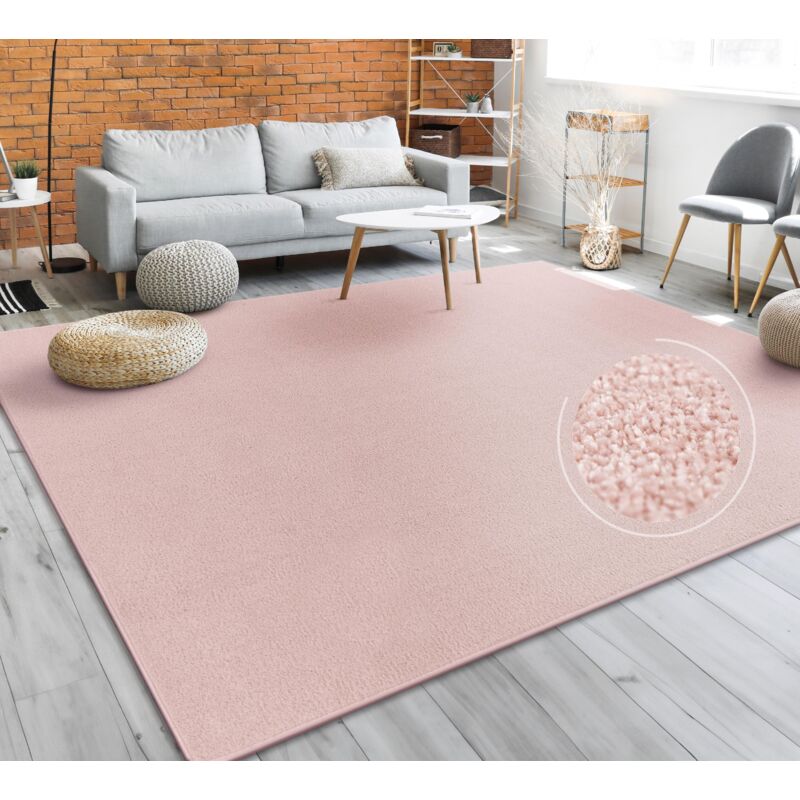 foto del prodotto paco home tappeto per soggiorno tinta unita semplice e moderno pelo corto, div. misure e colori 60x100 cm, rosa