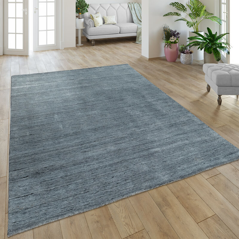 foto del prodotto paco home tappeto realizzato a mano pregiato cotone viscosa elegante m lange in grigio scuro 80x150 cm