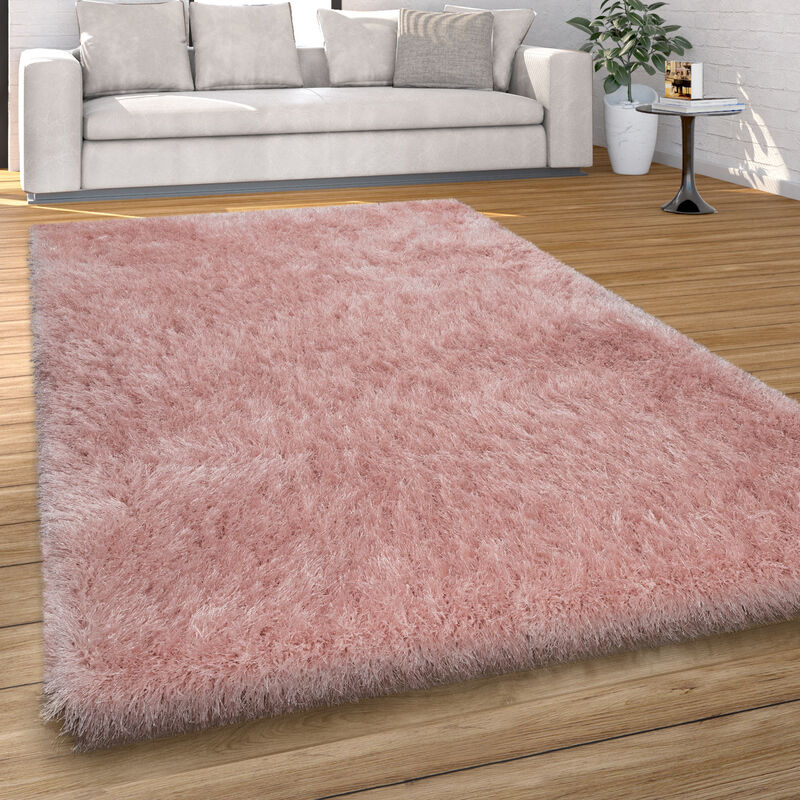 foto del prodotto paco home tappeto salotto moderno soggiorno pelo lungo monocolore peloso moderno 80x150 cm, rosa