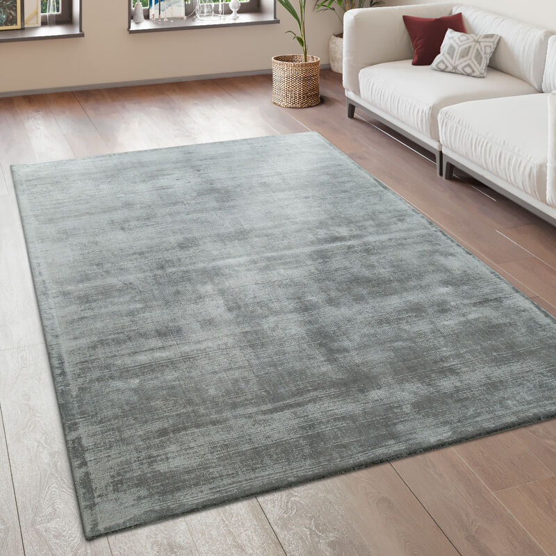 foto del prodotto paco home tappeto salotto moderno vintage pelo corto fatto a mano pregiato 100 viscosa 160x230 cm, grigio