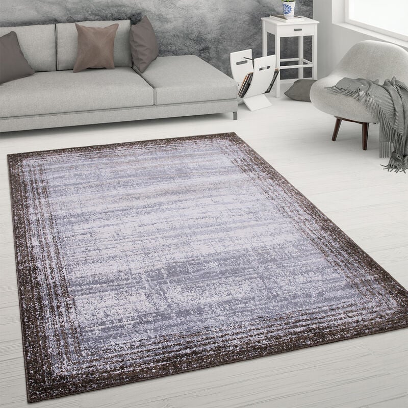 foto del prodotto paco home tappeto salotto pelo corto used look astratto stile vintage moderno 60x100 cm, marrone
