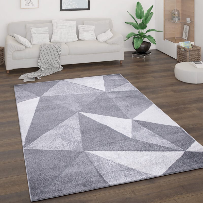 foto del prodotto paco home tappeto salotto pelo corto vintage astratto moderno geometrico motivo diamante grigio, 120x160 cm