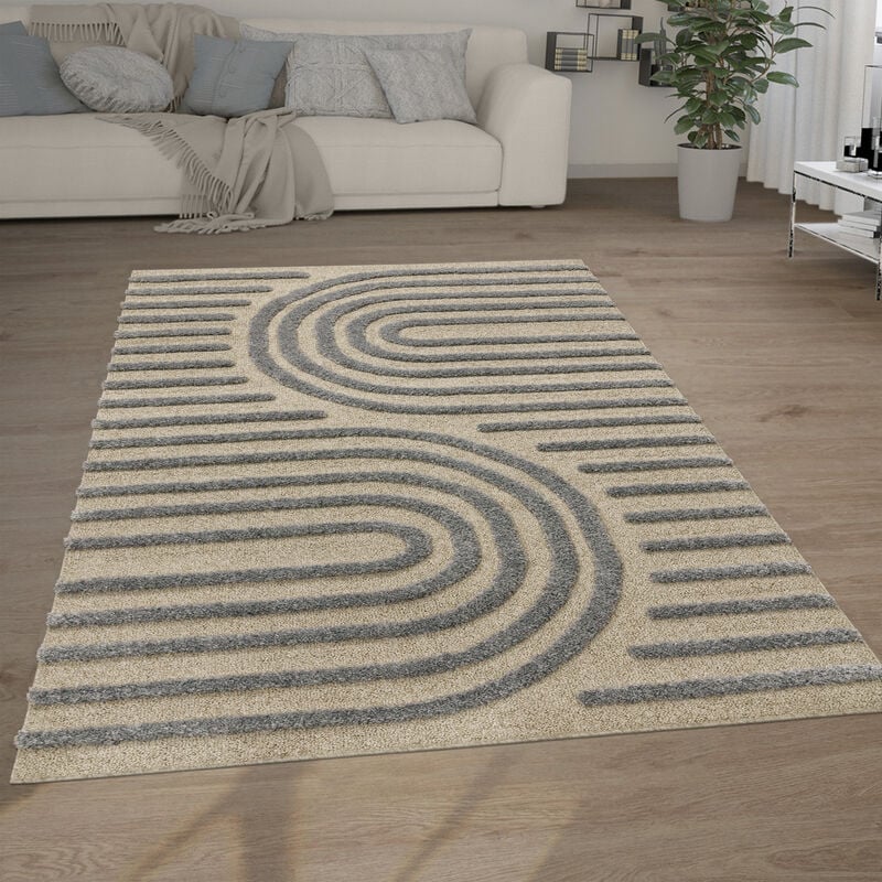 foto del prodotto paco home tappeto salotto pelo lungo shaggy effetto 3d etnico boho vintage morbido 80x150 cm, grigio 4