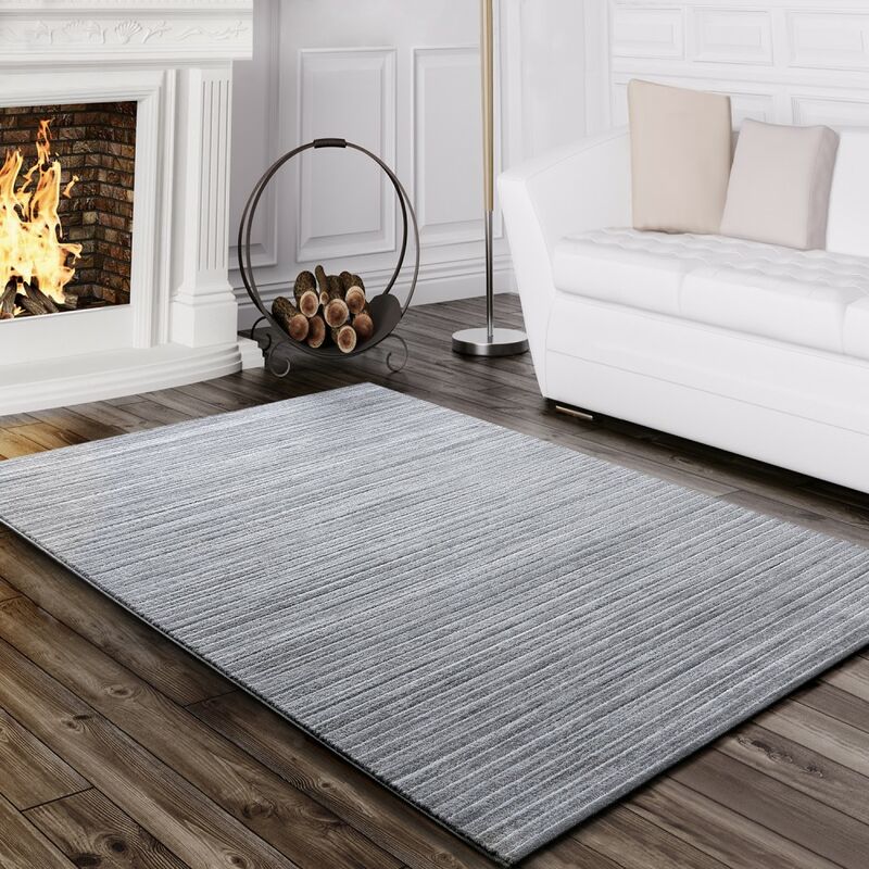 foto del prodotto paco home tappeto soggiorno moderno filato lucido a righe linee pelo corto m lange grigio 80x150 cm