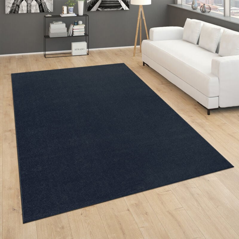 foto del prodotto paco home tappeto soggiorno pelo corto camera da letto moderno monocolore blu scuro 60x100 cm