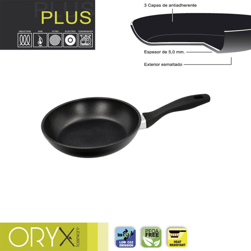 foto del prodotto padella antiaderente in alluminio plus, forgiata, adatta all induzione, senza pfoa, diametro 20 cm, spessore 5 mm. oryx