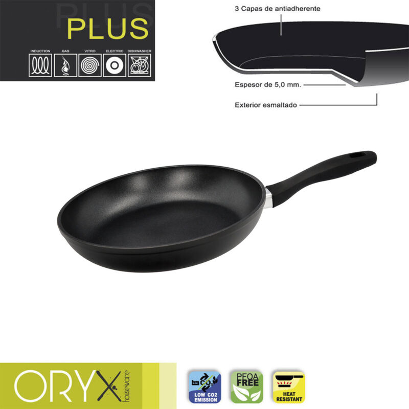 foto del prodotto padella antiaderente in alluminio plus, forgiata, adatta all induzione, senza pfoa, diametro 26 cm, spessore 5 mm. oryx