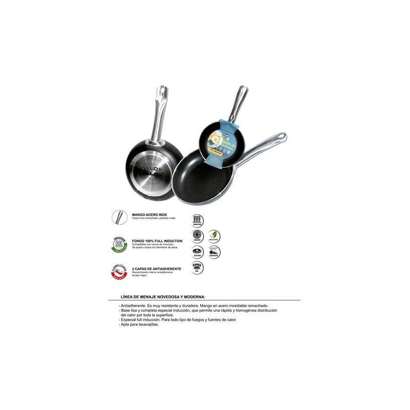 foto del prodotto padella talox full induction in alluminio pressofuso con manico in acciaio inox 26cm