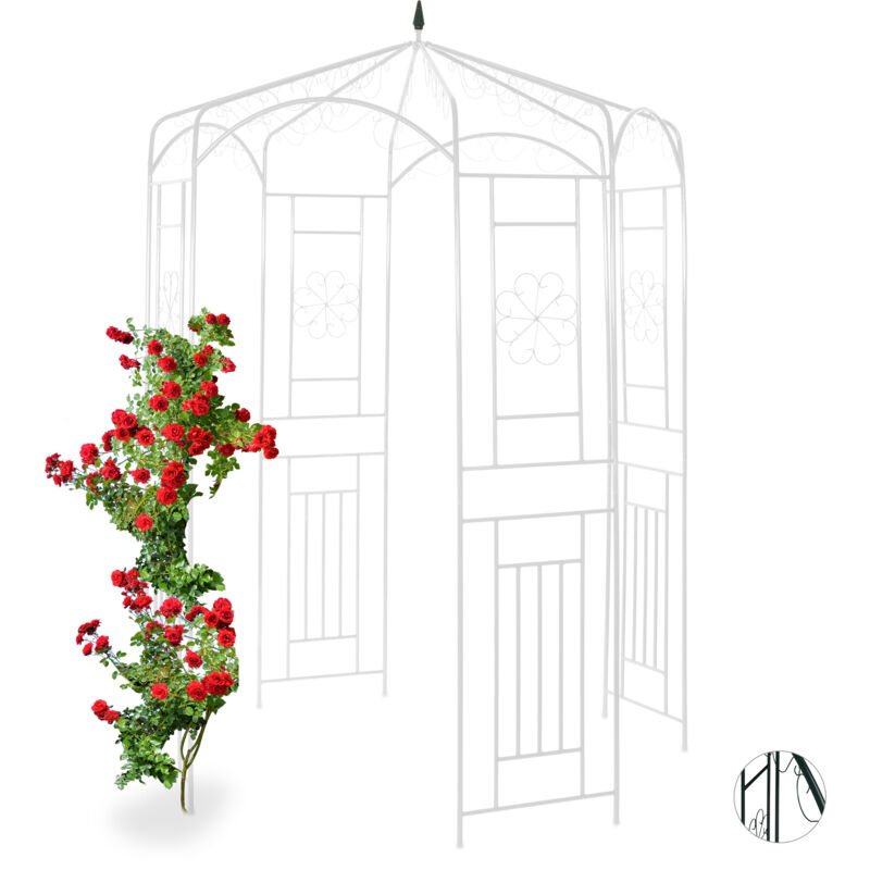 foto del prodotto padiglione da giardino in metallo per rose, sostegno per piante rampicanti, hlp 250x160x160 cm, colore bianco relaxdays