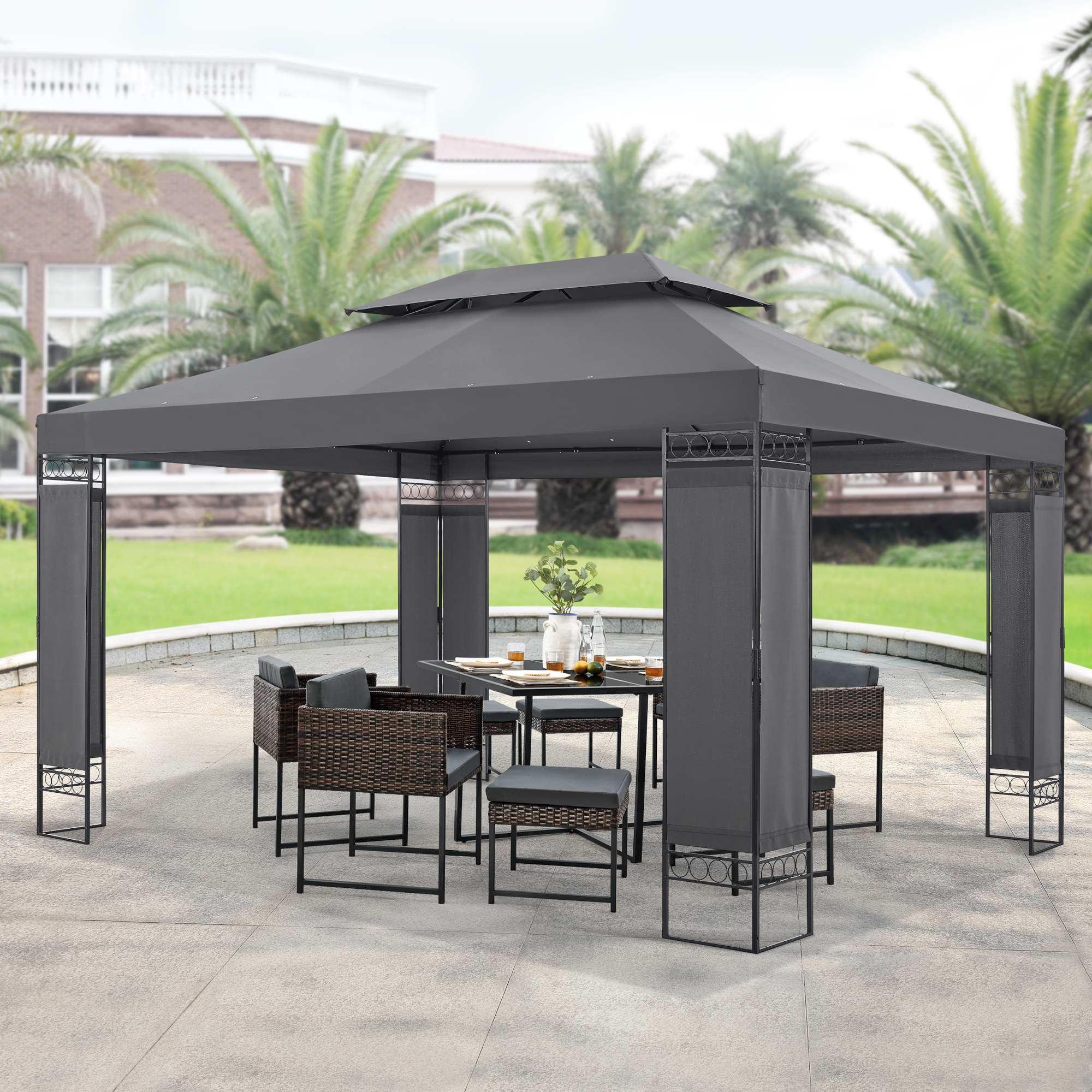 foto del prodotto padiglione decorativo 39 lanciano 39 400 x 300 x 265 cm gazebo per eventi grigio scuro en.casa 
