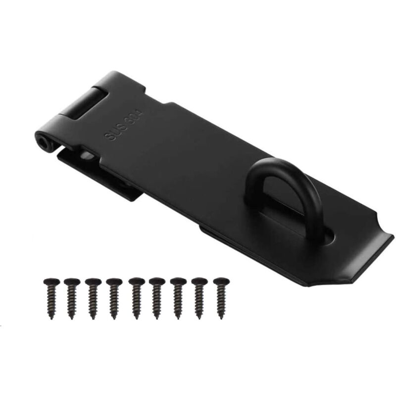 foto del prodotto padlock hasp 5 inch door latch, padlock hasp with screws, stainless door hasp padlock for door, drawer, cupboard black 