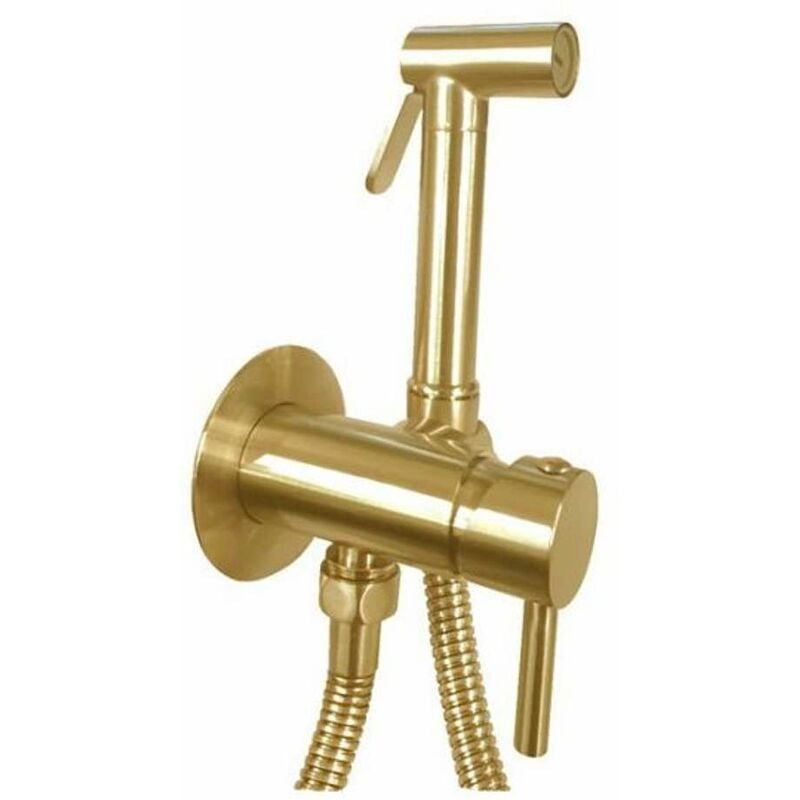 foto del prodotto paffoni bidet kit set miscelatore monocomando ad incasso con doccetta bidet, color oro satinato zdup110hgsp