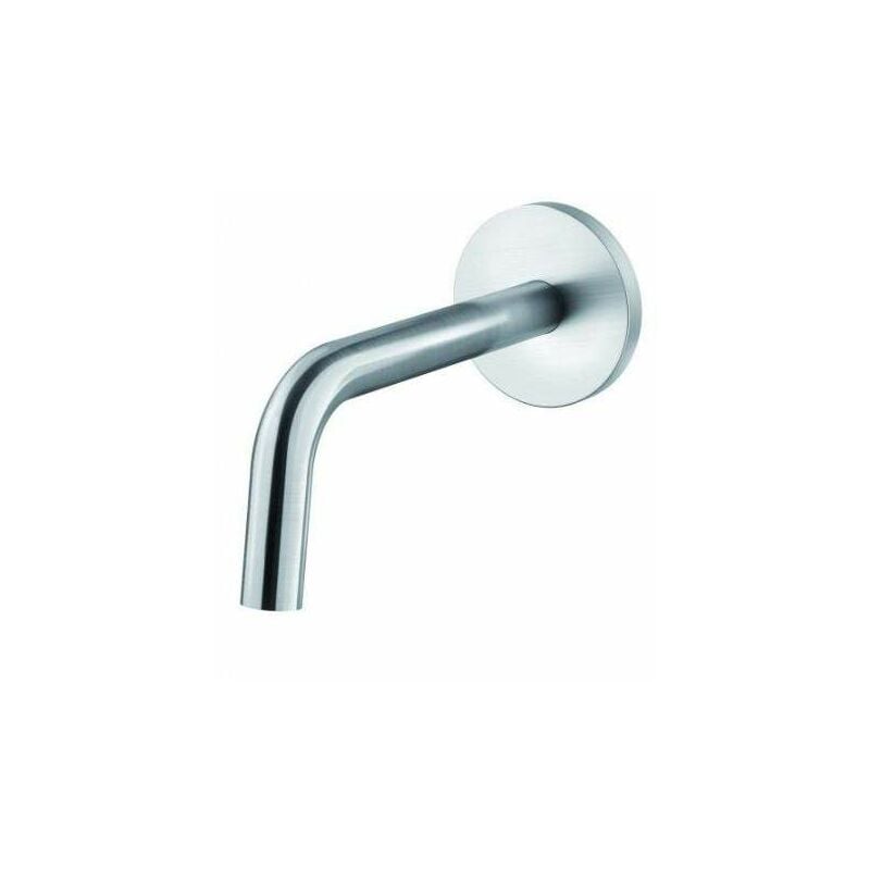 foto del prodotto paffoni bocca a parete in colore acciaio spazzolato dimensione 175 mm completa di placca zboc045st steel looking