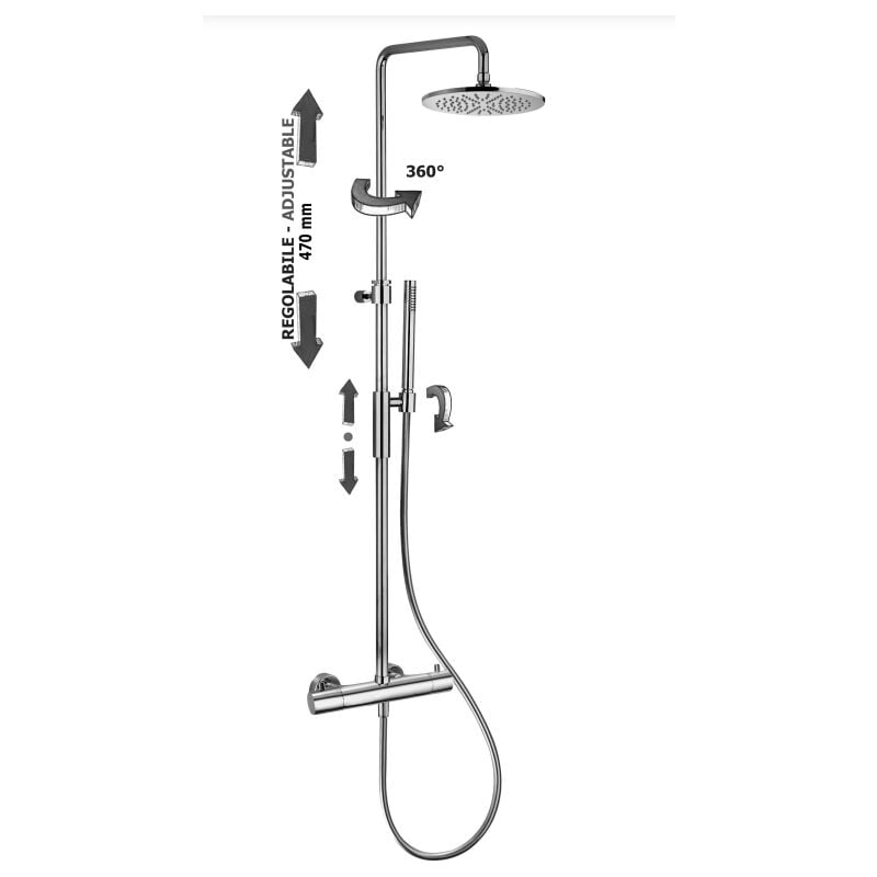 foto del prodotto paffoni colonna doccia regolabile birillo zcol646kliqst metallo steel looking