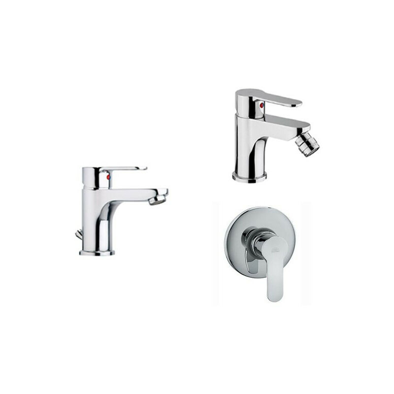 foto del prodotto paffoni composizione blu miscelatori lavabo bidet e doccia in ottone