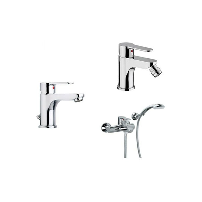 foto del prodotto paffoni composizione blu miscelatori lavabo bidet e vasca in ottone