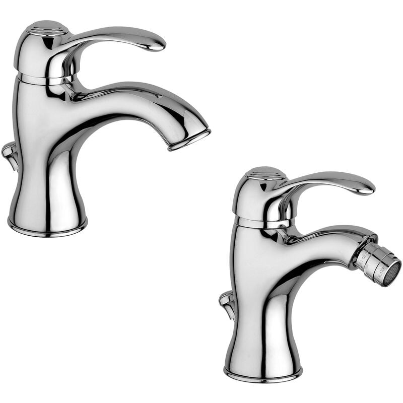 foto del prodotto paffoni composizione flavia miscelatori lavabo e bidet in ottone cromo
