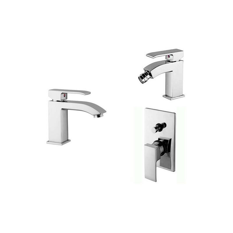 foto del prodotto paffoni composizione level miscelatori lavabo bidet e doccia con