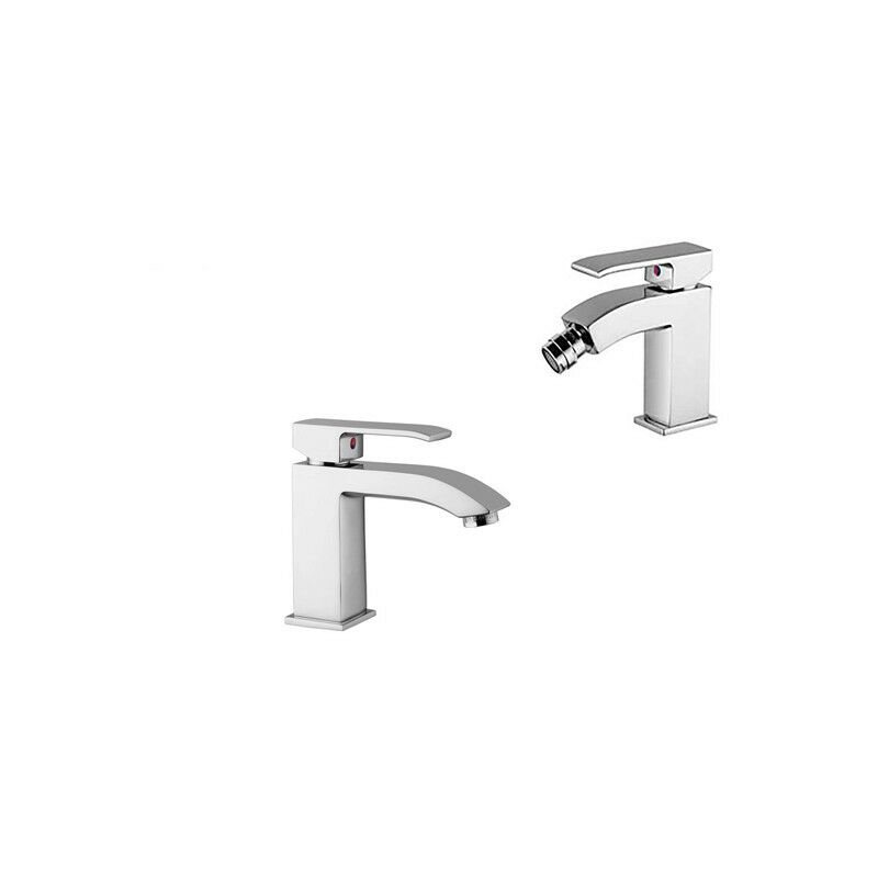 foto del prodotto paffoni composizione level miscelatori lavabo e bidet in ottone cromo di