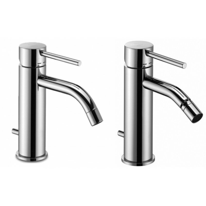 foto del prodotto paffoni composizione light miscelatori lavabo e bidet in ottone cromo di