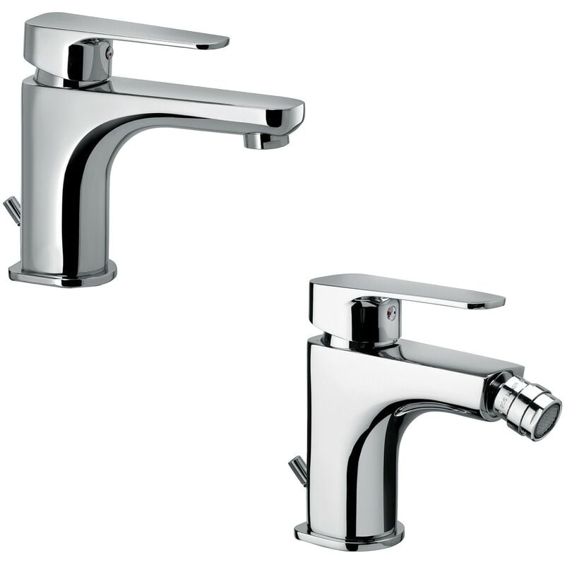 foto del prodotto paffoni composizione sly miscelatori lavabo e bidet in ottone cromo di