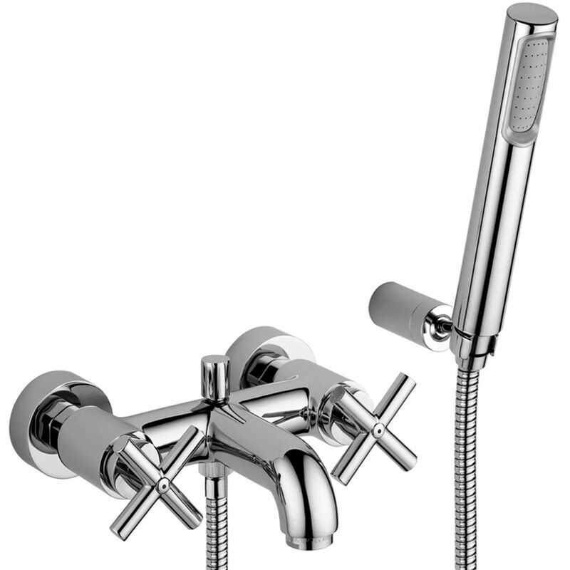 foto del prodotto paffoni gruppo vasca esterno con set doccia e supporto a muro quattro qtv023cr cromo
