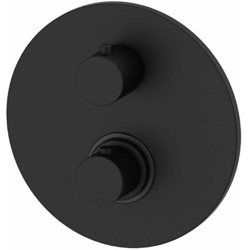 foto del prodotto paffoni light miscelatore doccia termostatico ad incasso, con corpo incasso, 3 utenze, nero opaco liq019no